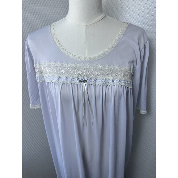 VTG Sears Fundamentals Nylon Blue Nightgown Plus size 1x prairie 47” Length - Picture 4 of 5